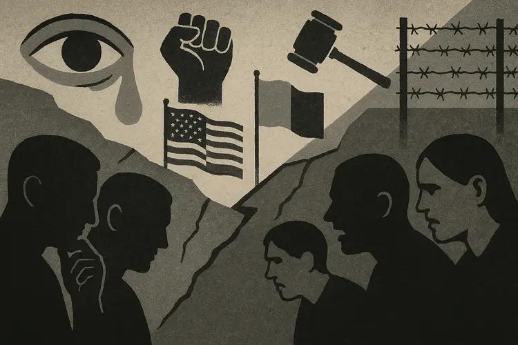 Illustration abstraite représentant les tensions politiques et sociales au Sénégal.