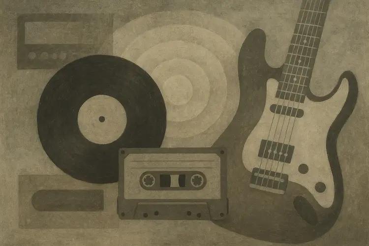 Représentation abstraite évoquant la nostalgie musicale et l'innovation artistique.