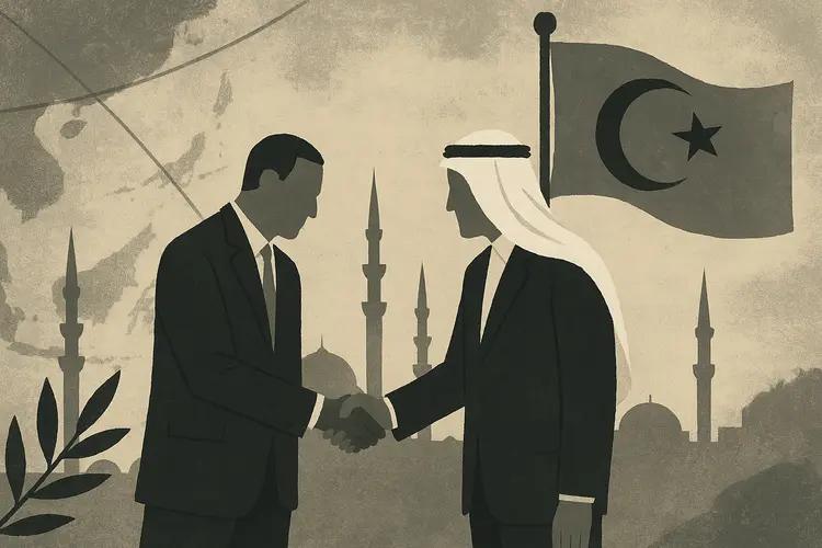 Illustration abstraite représentant la diplomatie au Moyen-Orient.