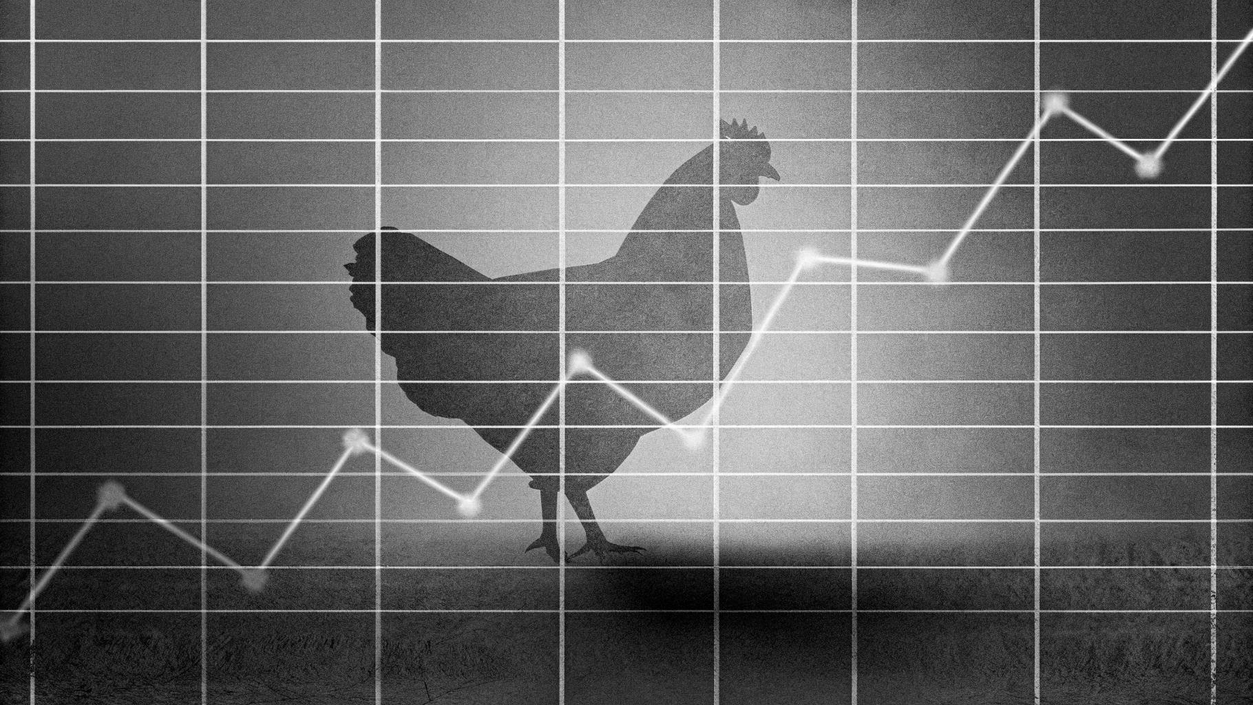 Graphique stylisé représentant l'évolution du marché de la restauration rapide