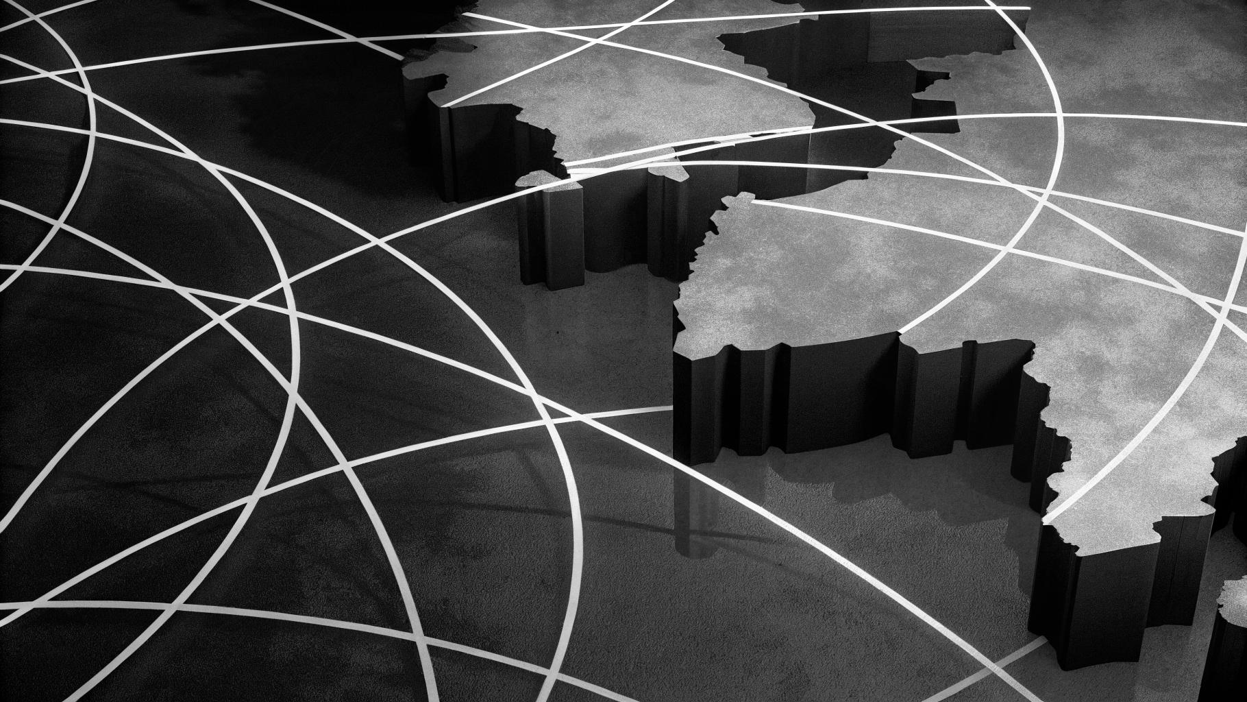 Représentation abstraite des tensions diplomatiques au Moyen-Orient