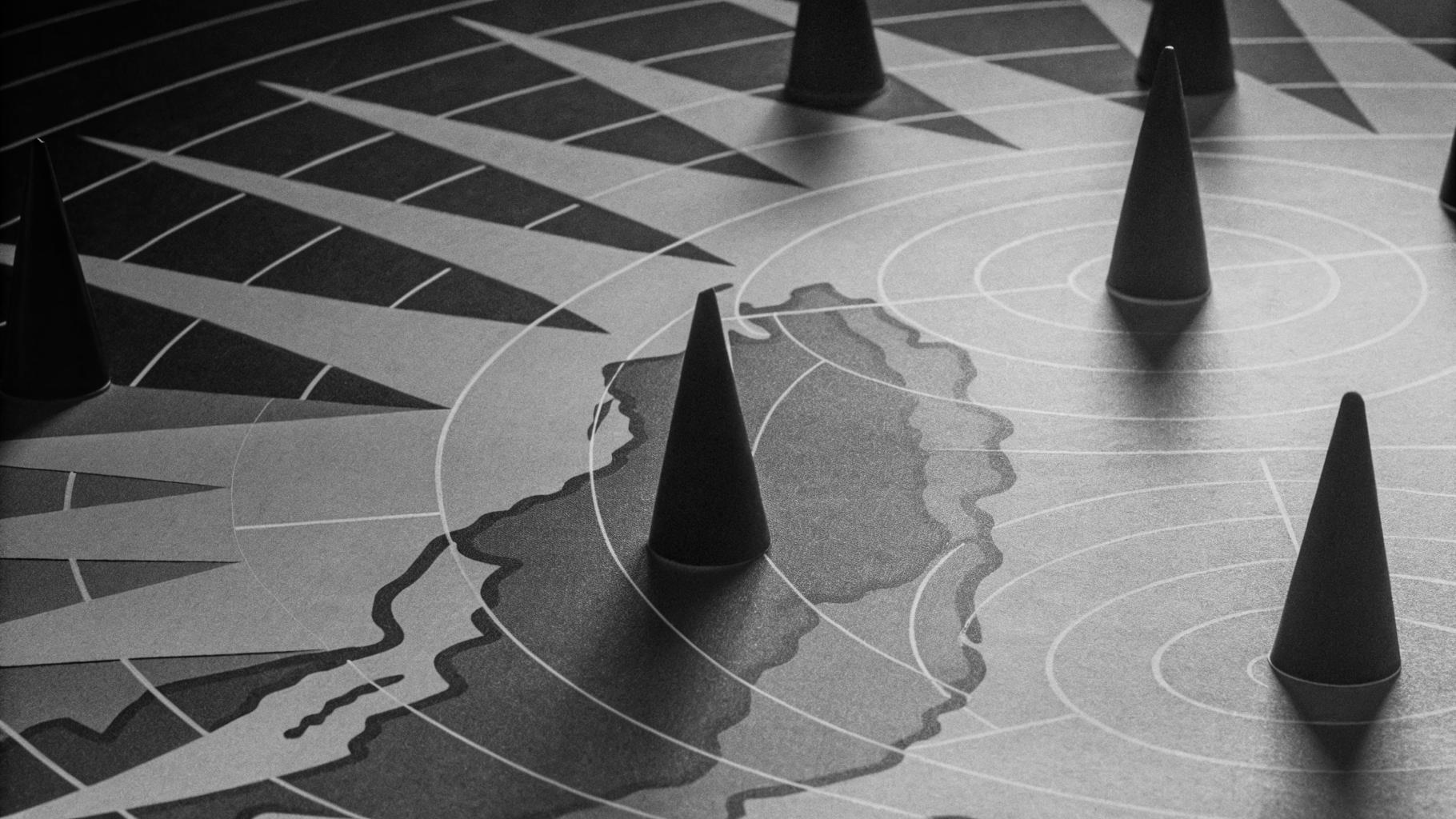 Représentation abstraite des tensions géopolitiques entre la Russie et l'Ukraine