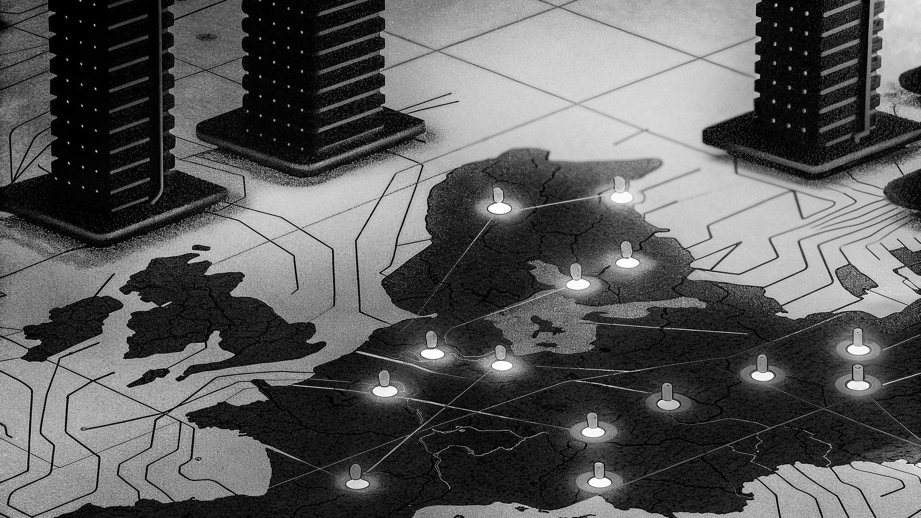 Illustration abstraite d’une souveraineté européenne dans l’intelligence artificielle