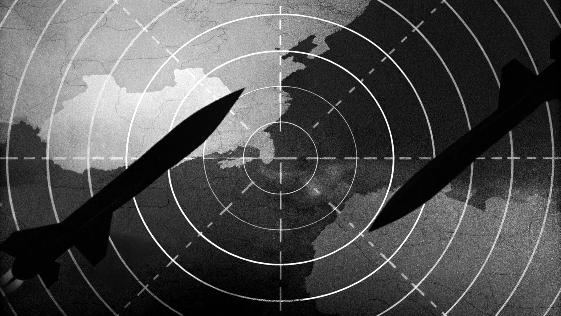 Illustration abstraite d’une tension géopolitique entre la Corée du Sud et l’Ukraine autour de la défense antiaérienne
