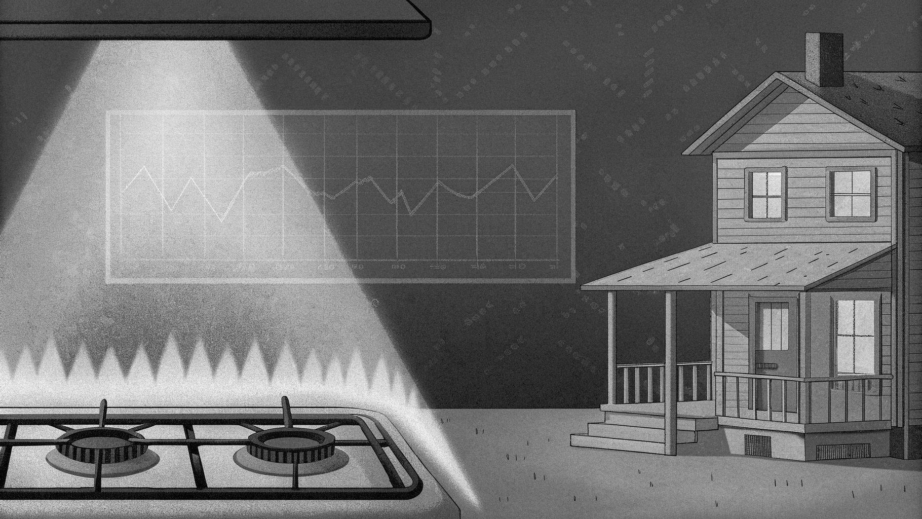Illustration abstraite d’une facture de gaz avec des éléments de marché de l’énergie