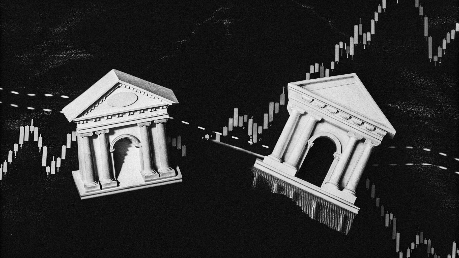 Illustration abstraite d’une tension entre banque centrale européenne, hausse des taux et dette publique