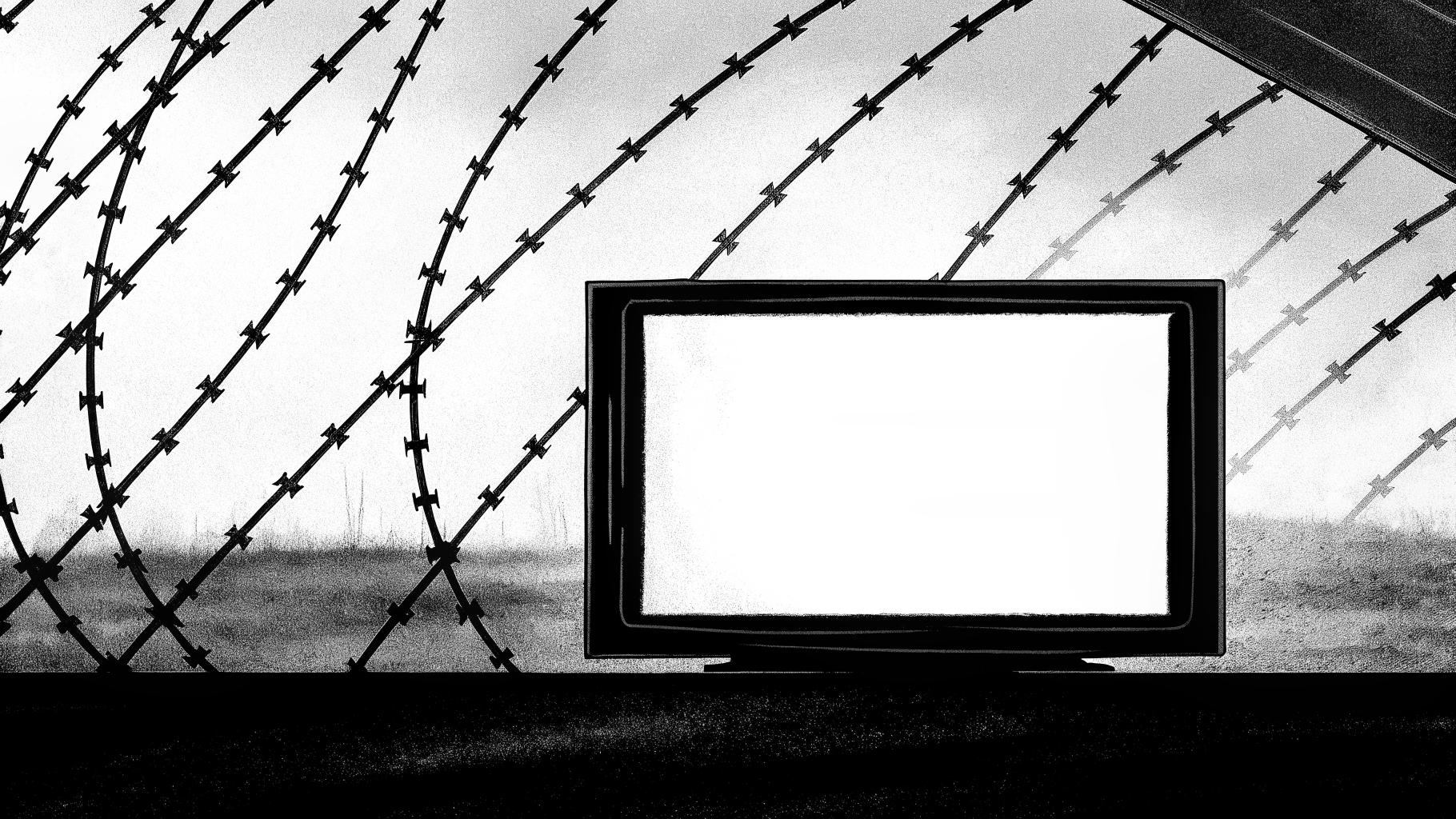 Illustration abstraite sur la pression budgétaire pesant sur l’audiovisuel public et la création culturelle