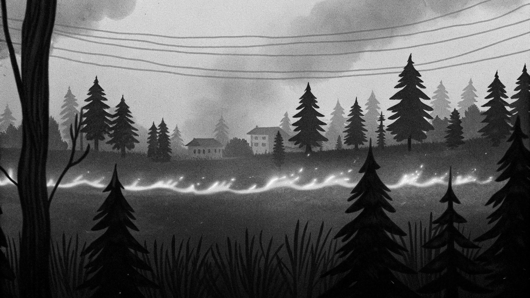 Illustration abstraite d’un incendie en lisière de forêt menaçant une zone périurbaine près de Bordeaux