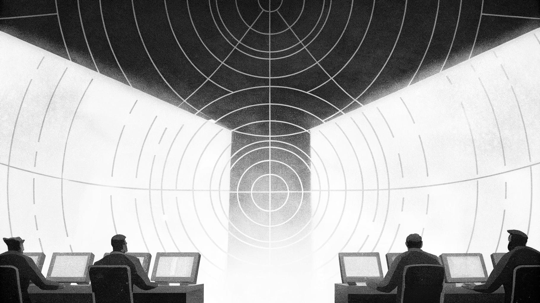 Illustration abstraite d’un contexte de surveillance et de tension diplomatique entre Washington et Israël