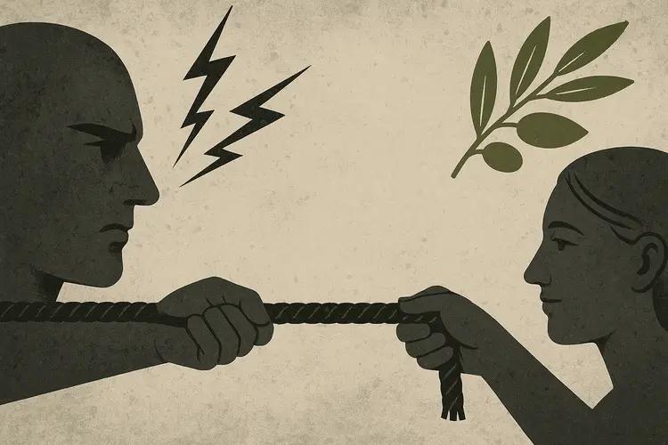 Illustration abstraite symbolisant la tension et la résolution au Moyen-Orient