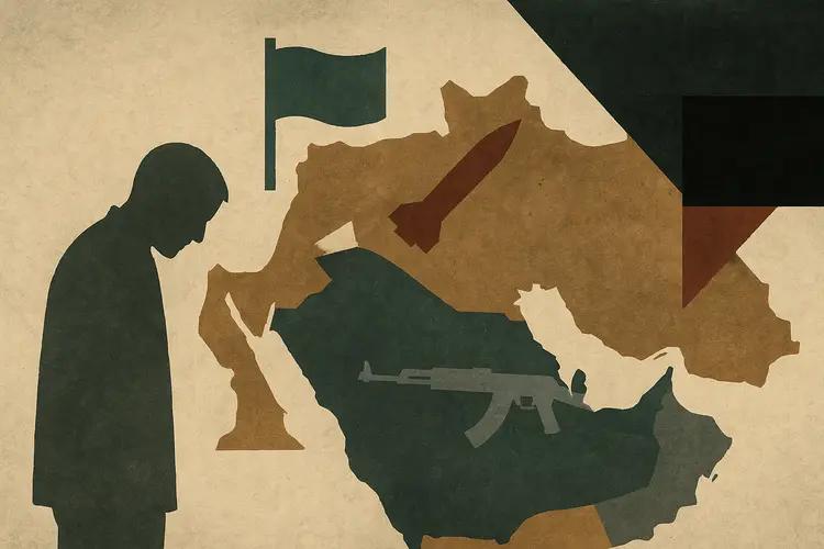 Illustration abstraite des tensions géopolitiques au Moyen-Orient