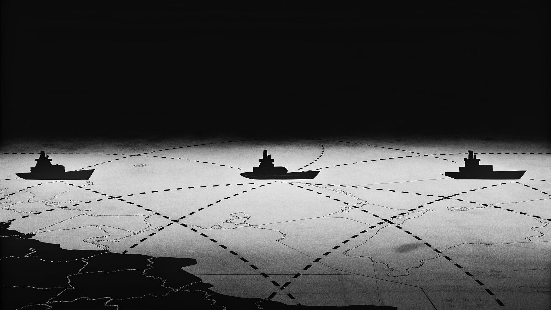 Représentation abstraite des tensions géopolitiques en mer entre l'Iran et les États-Unis