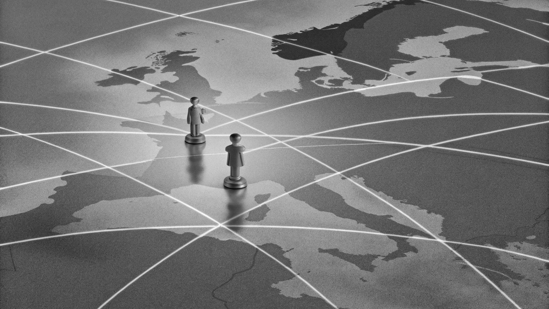 Représentation symbolique des relations diplomatiques complexes entre l'Europe et l'Afghanistan