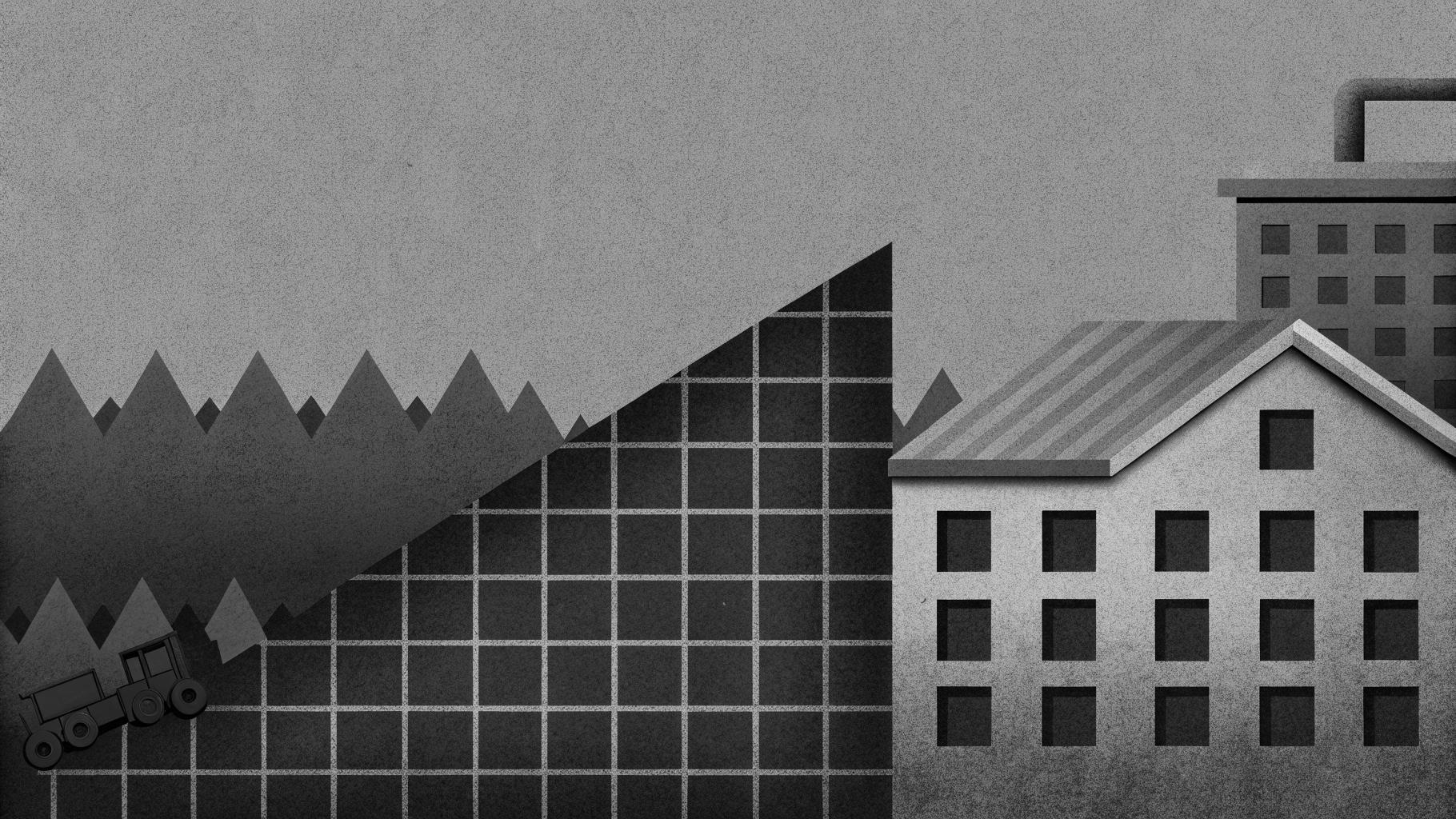 Illustration abstraite d’un graphique économique en baisse sur fond sobre évoquant la fragilité de la croissance française