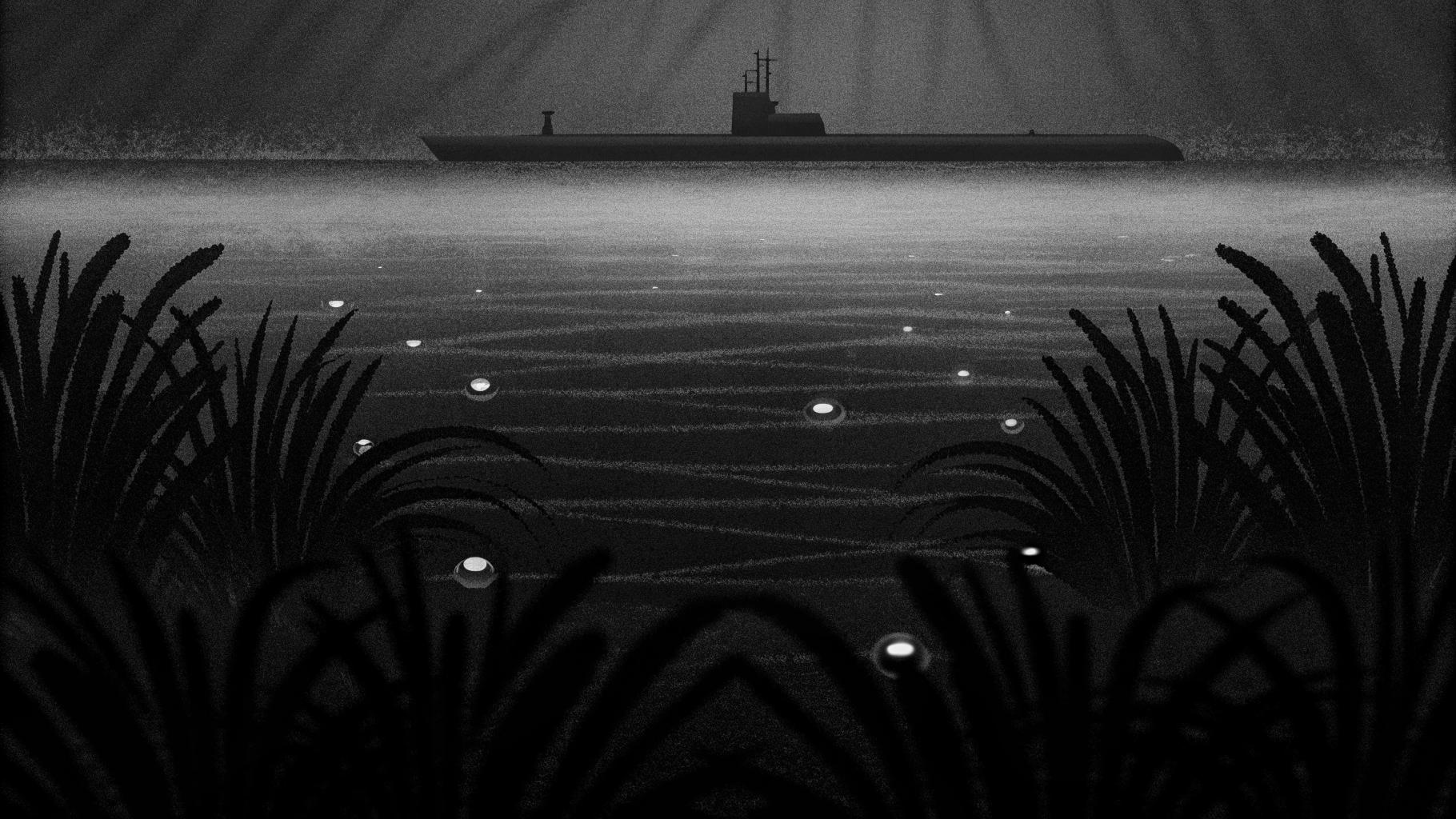 Illustration abstraite d’un câble sous-marin en Arctique sous surveillance navale
