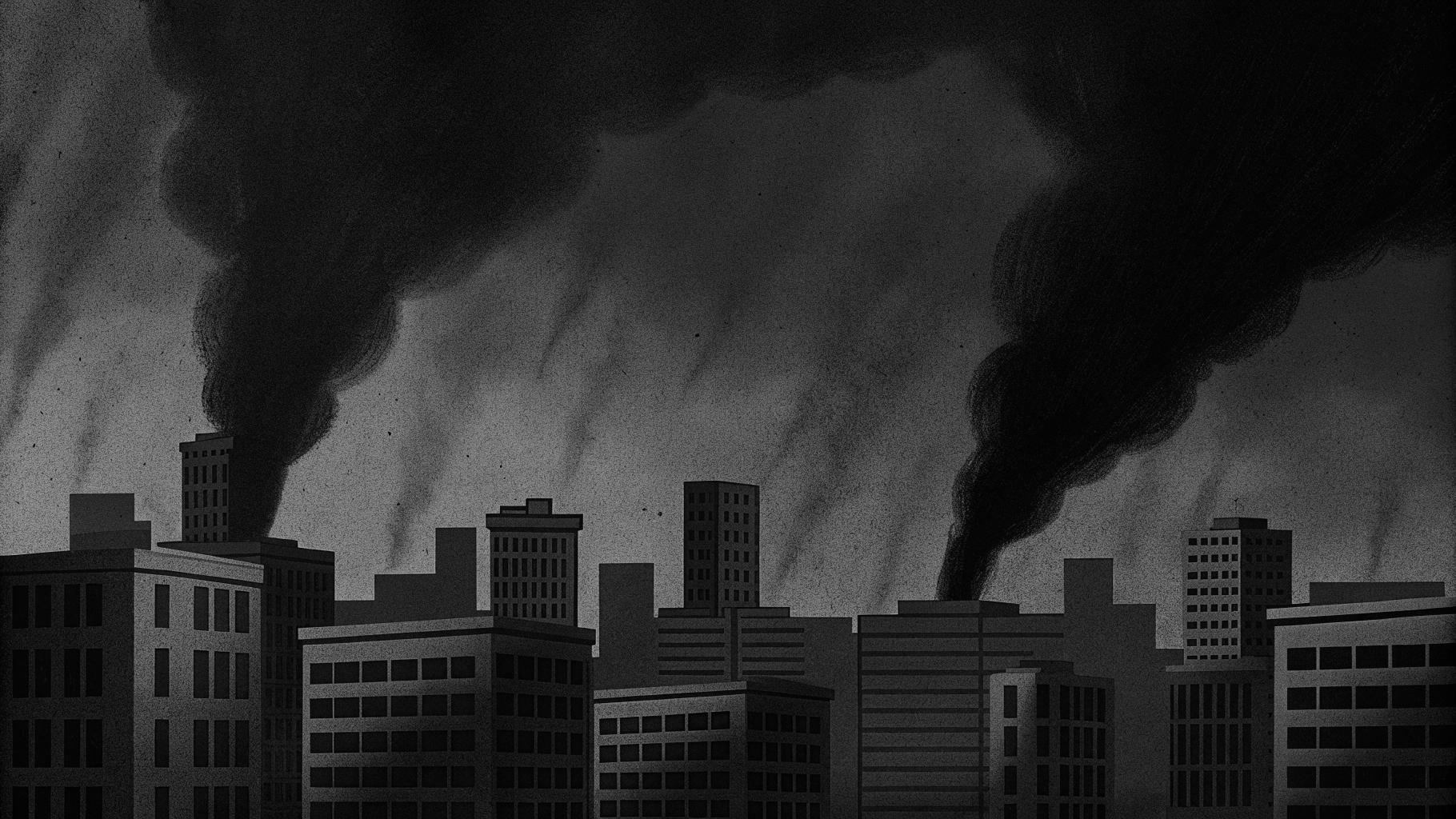 Illustration abstraite d’une ville ukrainienne touchée par des frappes nocturnes