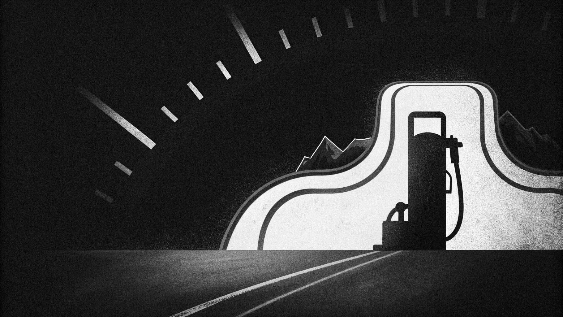 Illustration abstraite d’une pompe à carburant et d’une hausse des prix sur fond sobre