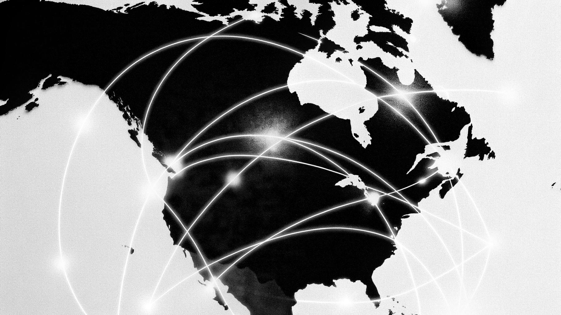 Illustration abstraite montrant un rapprochement entre le Canada et l’Europe