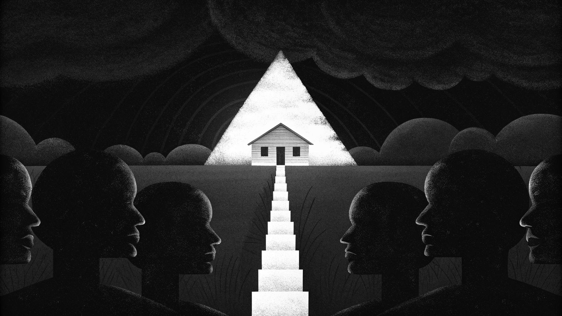 Illustration abstraite d'une campagne présidentielle avec symboles de territoire, d'Europe et de climat