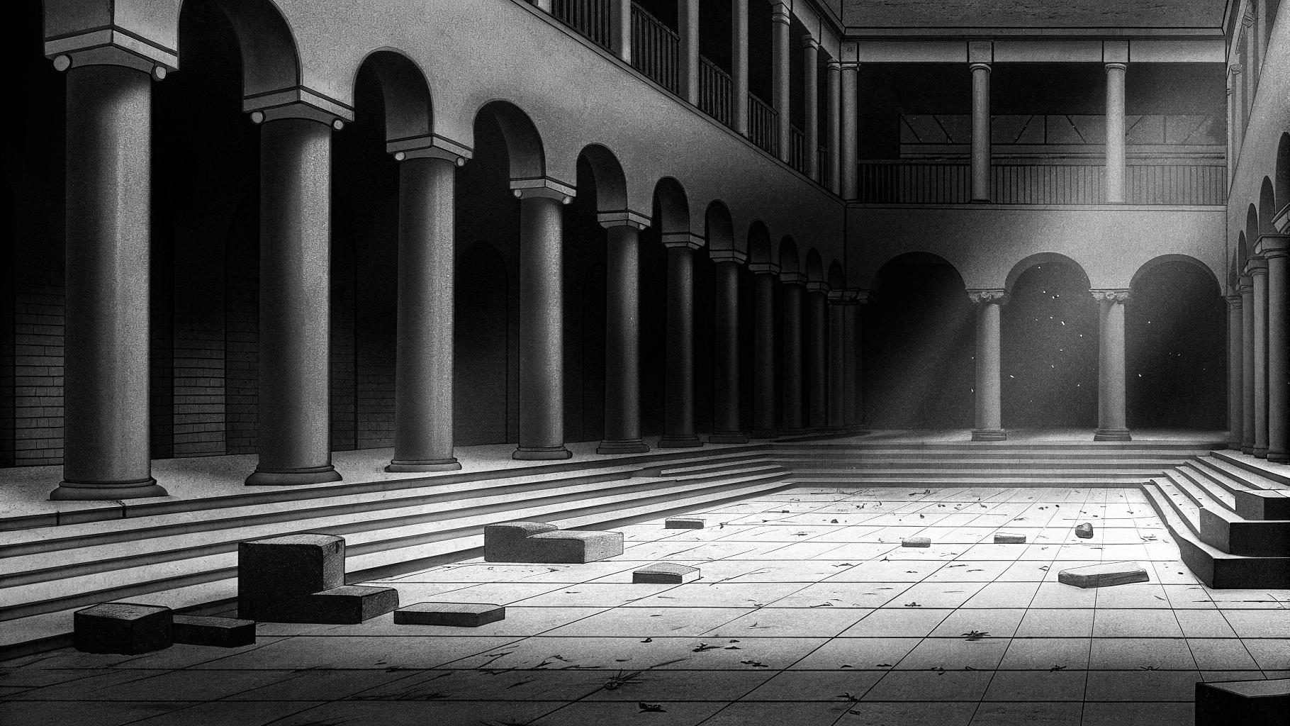 Illustration abstraite d’un campus universitaire américain fragilisé par la crise financière