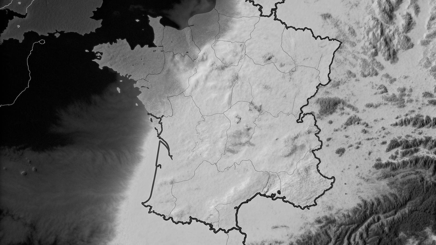 Illustration abstraite d’une France divisée entre chaleur persistante à l’est et accalmie à l’ouest