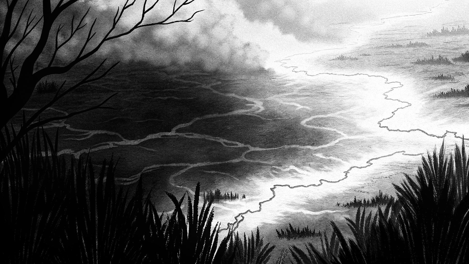 Illustration abstraite d’une carte de France touchée par la chaleur, les incendies et la sécheresse
