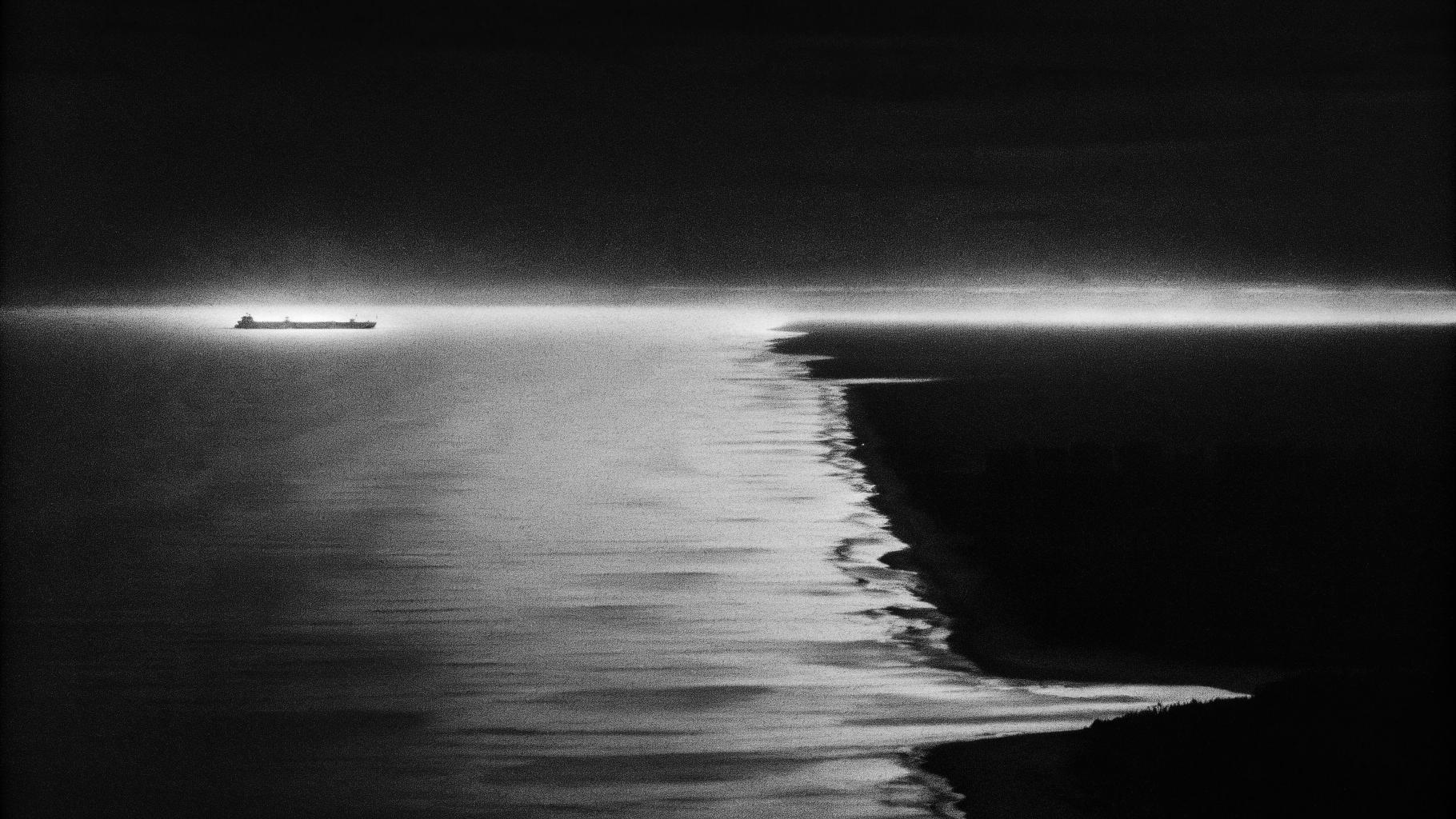 Illustration abstraite d’un cargo en mer dans un détroit stratégique sous tension