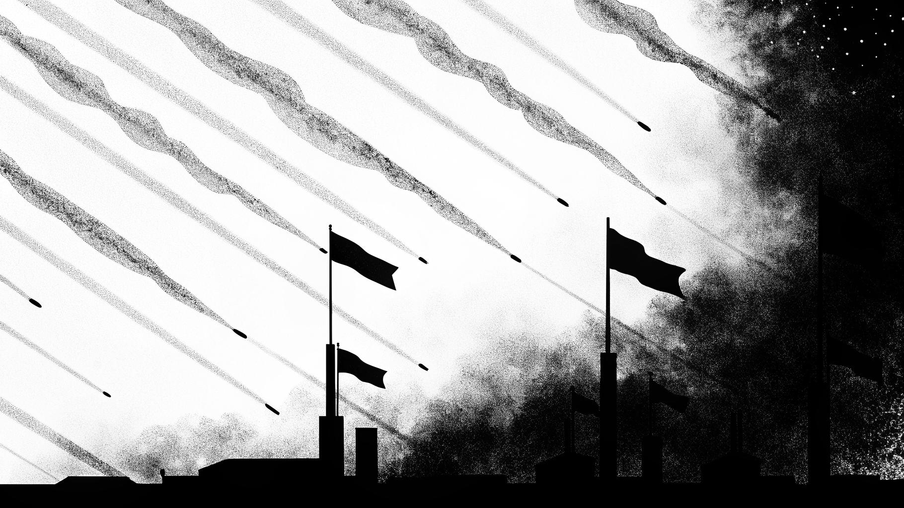 Illustration abstraite des frappes ukrainiennes visant des infrastructures russes en profondeur, entre Samara, Briansk et la mer Noire.