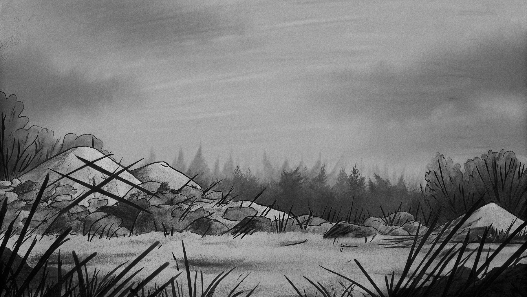 Paysage abstrait symbolisant les tensions territoriales en Colombie