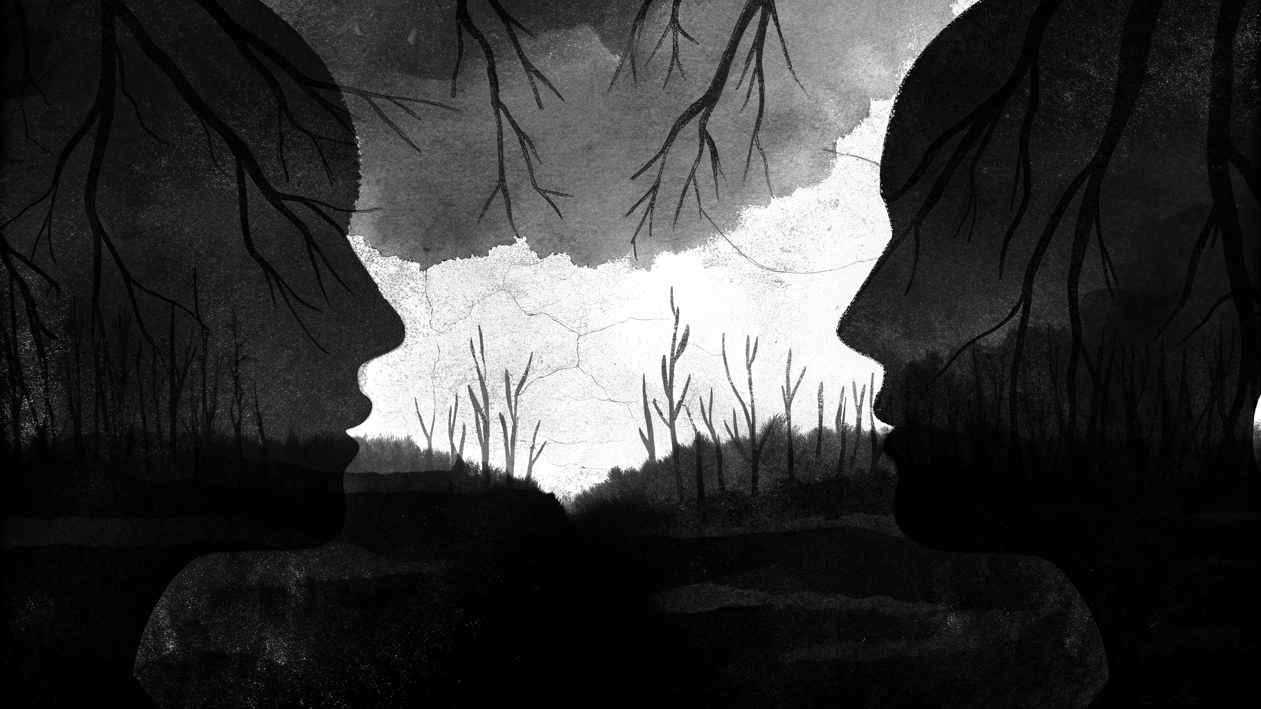 Illustration abstraite représentant les séquelles psychologiques de la guerre