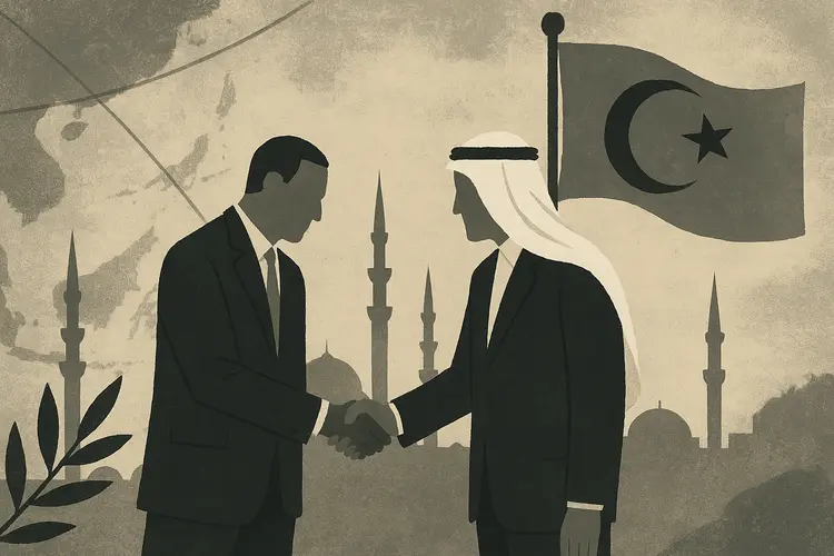 Illustration abstraite représentant la diplomatie au Moyen-Orient.