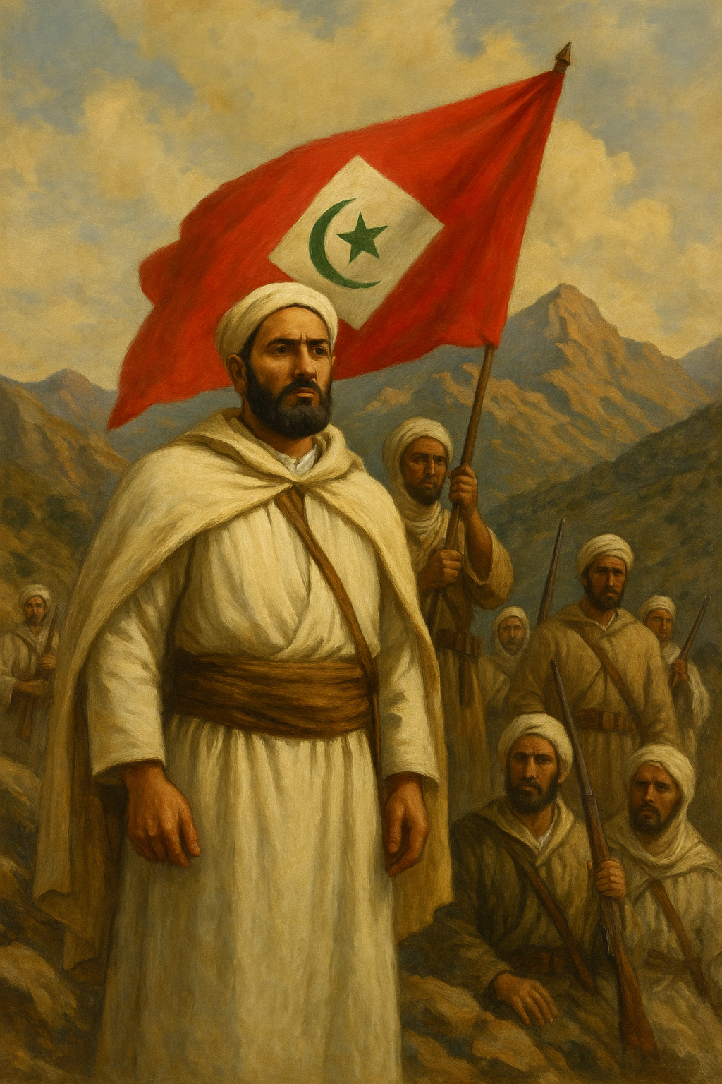 Abd el-Krim et combattants rifains avec drapeau